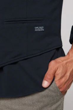 Herren CAMP DAVID & SOCCX Anzugweste aus diagonalem Jersey blue navy