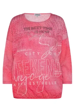 Damen CAMP DAVID & SOCCX Ausbrenner-Shirt mit Artwork pinky red