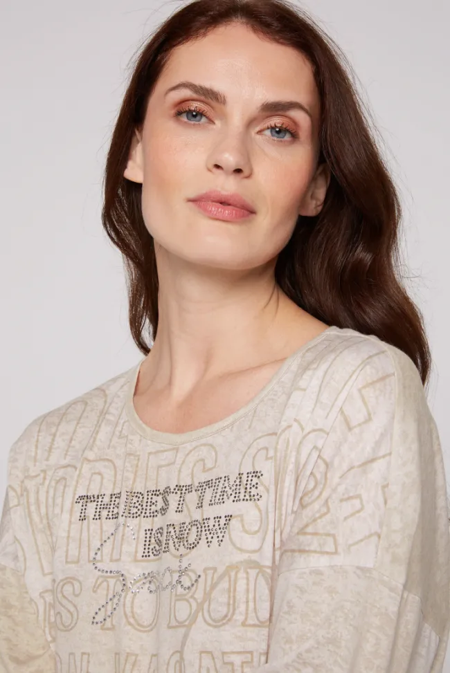 Damen CAMP DAVID & SOCCX Ausbrenner-Shirt mit Artwork stone beige