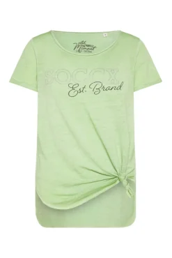 Damen CAMP DAVID & SOCCX Ausbrenner-Shirt mit Logo aus Schmucksteinen light green
