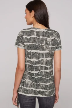 Damen CAMP DAVID & SOCCX Ausbrenner-Shirt mit Pailletten-Logo stone beige