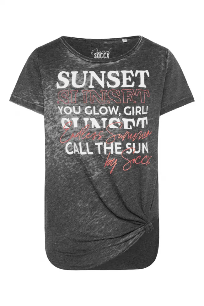 Damen CAMP DAVID & SOCCX Ausbrenner-T-Shirt mit Frontprint