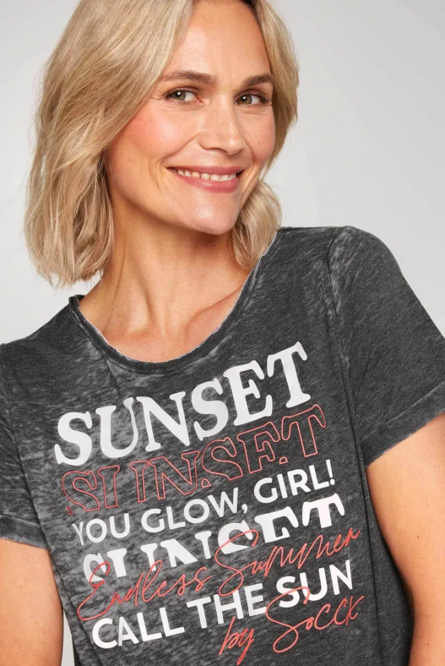Damen CAMP DAVID & SOCCX Ausbrenner-T-Shirt mit Frontprint