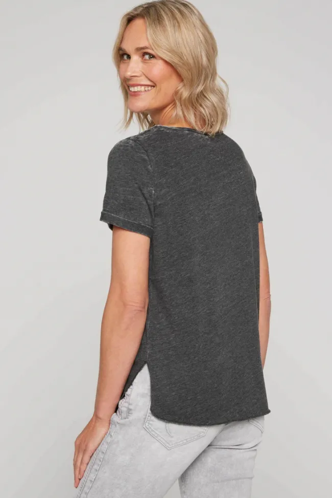 Damen CAMP DAVID & SOCCX Ausbrenner-T-Shirt mit Frontprint