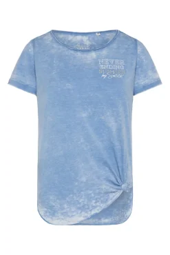 Damen CAMP DAVID & SOCCX Ausbrenner-T-Shirt mit Rücken-Print airy blue