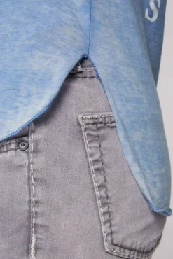 Damen CAMP DAVID & SOCCX Ausbrenner-T-Shirt mit Rücken-Print airy blue