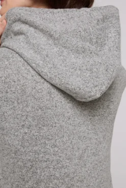 Damen CAMP DAVID & SOCCX Basic Hoodie aus Flauschstrick grey melange