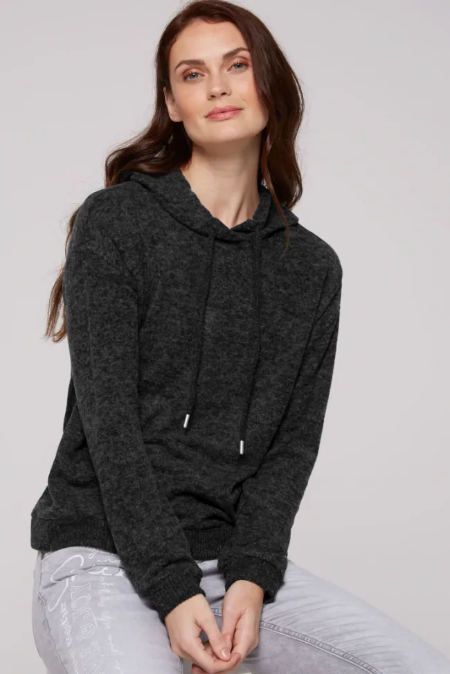 Damen CAMP DAVID & SOCCX Basic Hoodie aus Flauschstrick