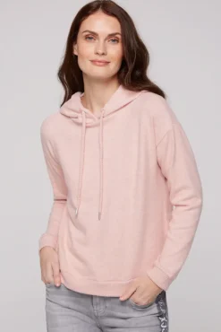 Damen CAMP DAVID & SOCCX Basic Hoodie aus Flauschstrick rose blush