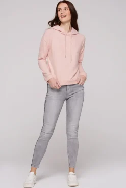 Damen CAMP DAVID & SOCCX Basic Hoodie aus Flauschstrick rose blush