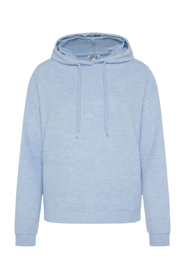 Damen CAMP DAVID & SOCCX Basic Hoodie aus Flauschstrick cool blue