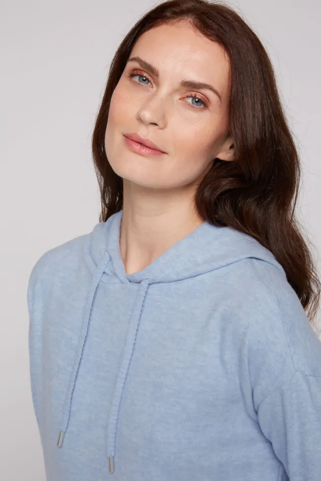 Damen CAMP DAVID & SOCCX Basic Hoodie aus Flauschstrick cool blue
