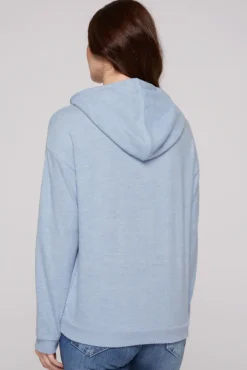 Damen CAMP DAVID & SOCCX Basic Hoodie aus Flauschstrick cool blue