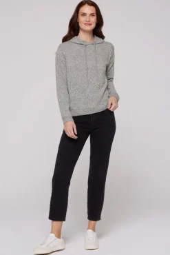 Damen CAMP DAVID & SOCCX Basic Hoodie aus Flauschstrick grey melange