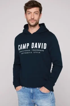 Herren CAMP DAVID & SOCCX Basic Hoodie mit Logo Print blue navy