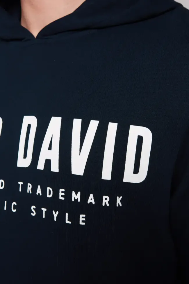 Herren CAMP DAVID & SOCCX Basic Hoodie mit Logo Print blue navy