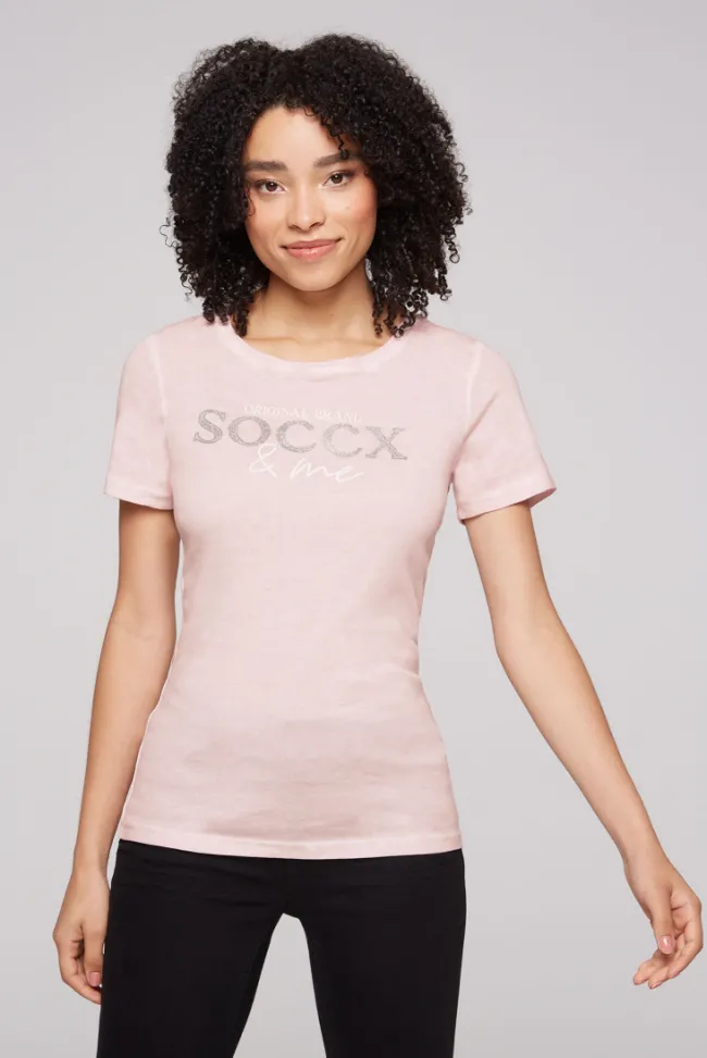 Damen CAMP DAVID & SOCCX Basic Logo T-Shirt Oil Dyed rose blush