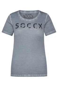 Damen CAMP DAVID & SOCCX Basic Logo T-Shirt Oil Dyed cold grey