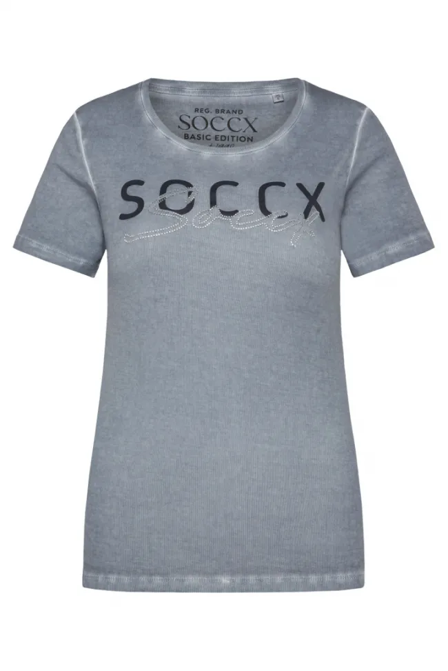 Damen CAMP DAVID & SOCCX Basic Logo T-Shirt Oil Dyed cold grey