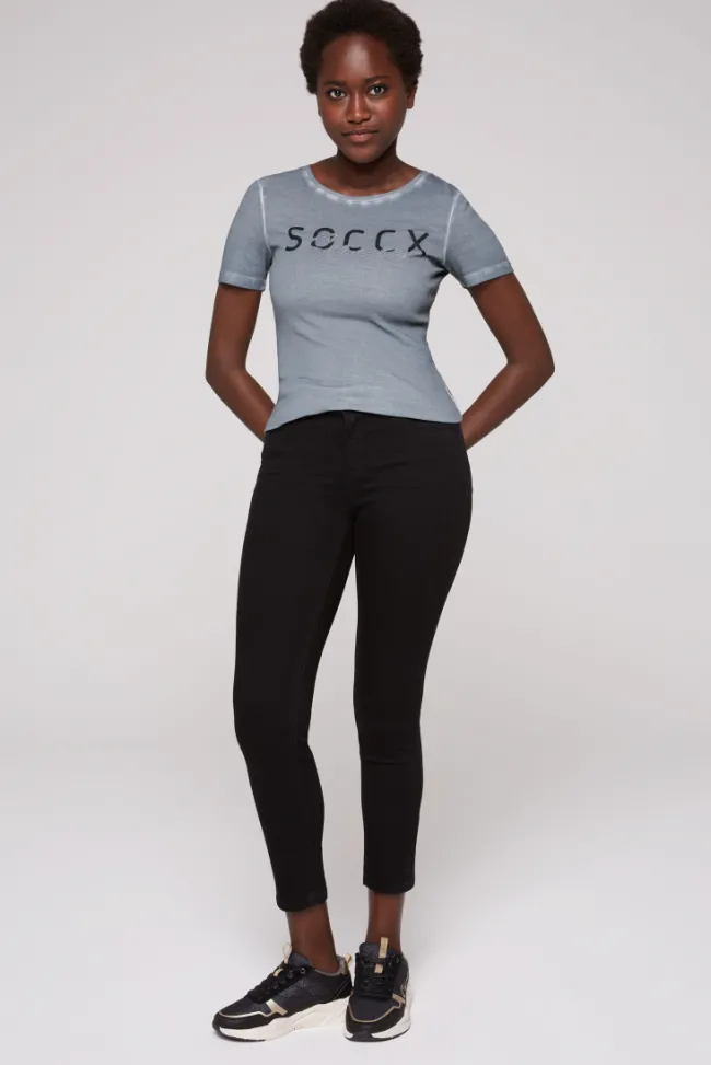 Damen CAMP DAVID & SOCCX Basic Logo T-Shirt Oil Dyed cold grey