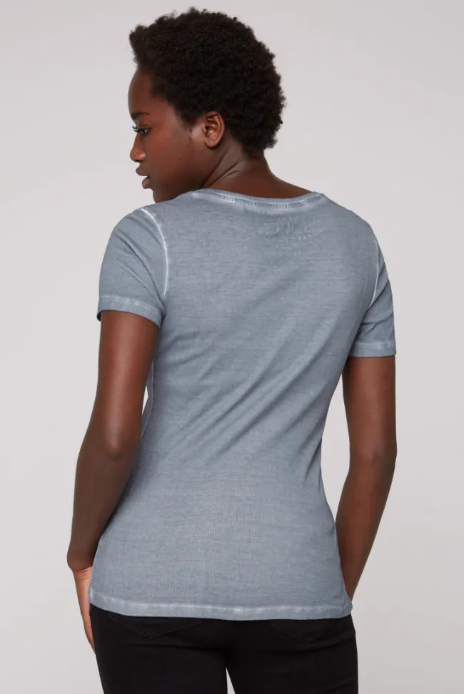 Damen CAMP DAVID & SOCCX Basic Logo T-Shirt Oil Dyed cold grey