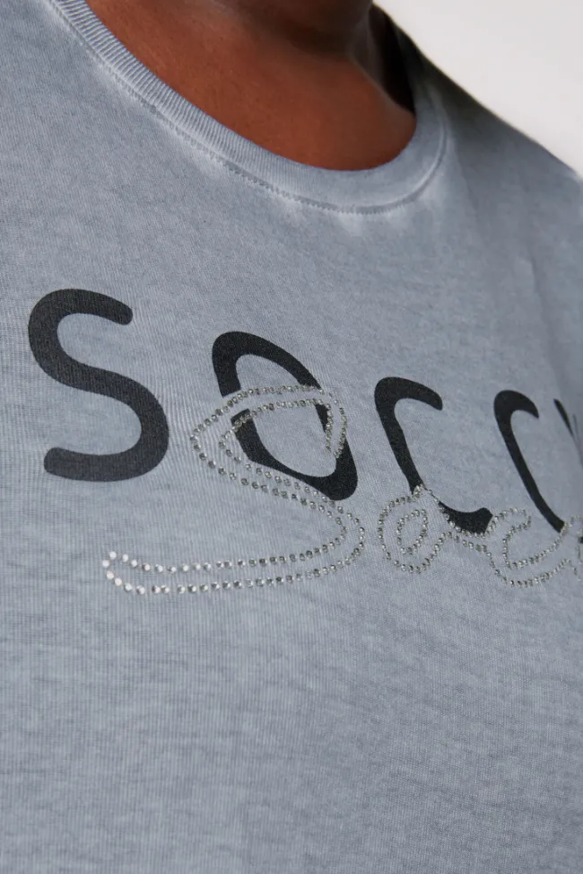 Damen CAMP DAVID & SOCCX Basic Logo T-Shirt Oil Dyed cold grey