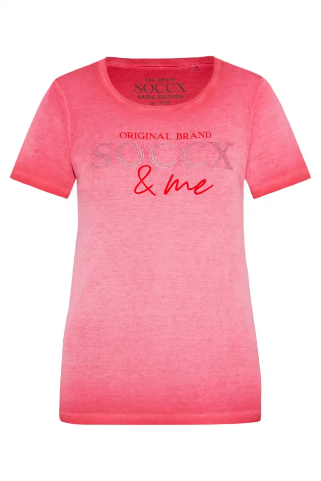 Damen CAMP DAVID & SOCCX Basic Logo T-Shirt Oil Dyed clear red