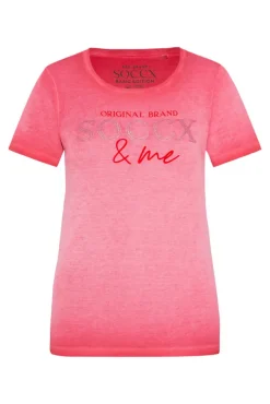 Damen CAMP DAVID & SOCCX Basic Logo T-Shirt Oil Dyed clear red