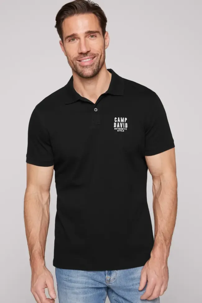 Herren CAMP DAVID & SOCCX Basic Pikee-Polo mit Logo-Stickerei
