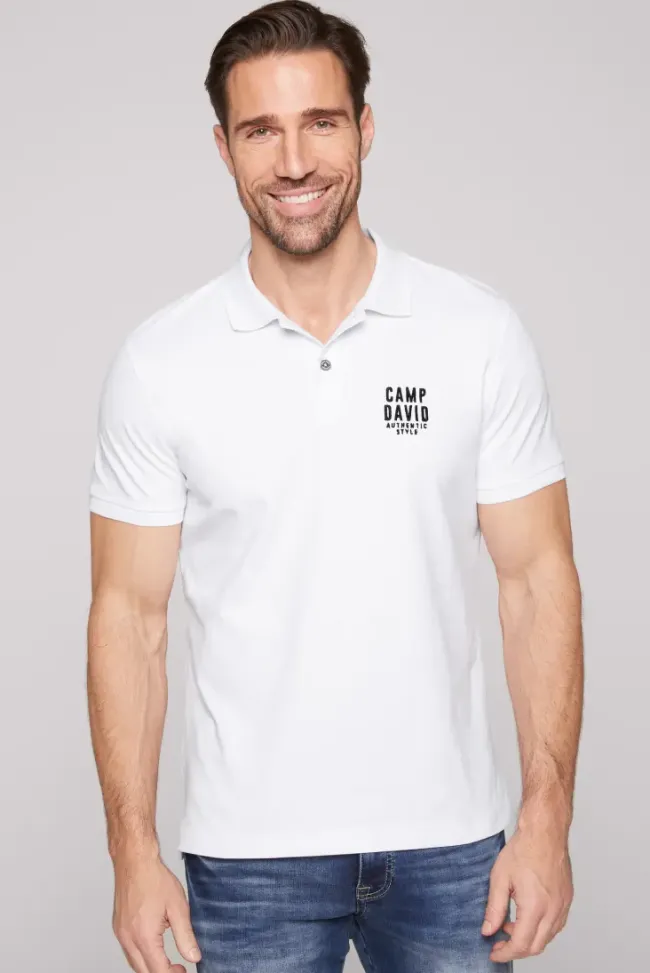 Herren CAMP DAVID & SOCCX Basic Pikee-Polo mit Logo-Stickerei