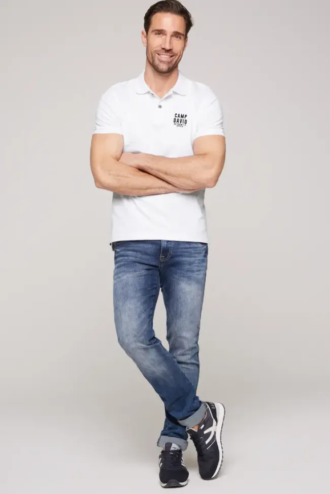 Herren CAMP DAVID & SOCCX Basic Pikee-Polo mit Logo-Stickerei