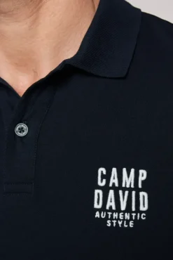 Herren CAMP DAVID & SOCCX Basic Pikee-Polo mit Logo-Stickerei blue navy