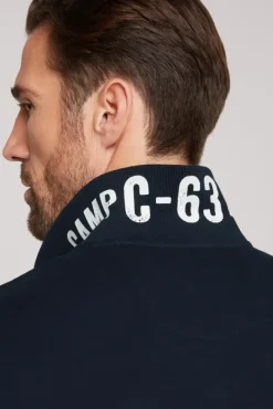 Herren CAMP DAVID & SOCCX Basic Pikee-Polo mit Logo-Stickerei blue navy