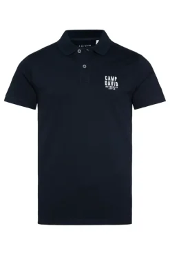 Herren CAMP DAVID & SOCCX Basic Pikee-Polo mit Logo-Stickerei blue navy