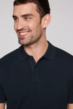 Herren CAMP DAVID & SOCCX Basic Pikee-Polo mit Trikotkragen blue navy