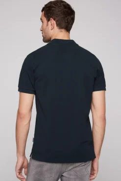 Herren CAMP DAVID & SOCCX Basic Pikee-Polo mit Trikotkragen blue navy