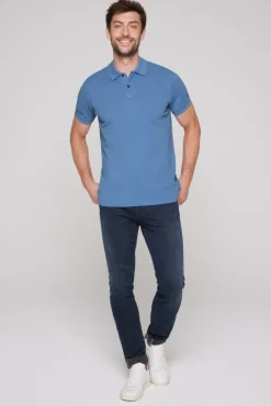 Herren CAMP DAVID & SOCCX Basic Pikee-Polo mit Trikotkragen sky blue