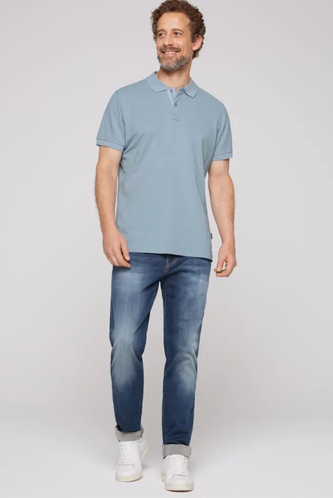 Herren CAMP DAVID & SOCCX Basic Pikee-Polo mit Trikotkragen new blue