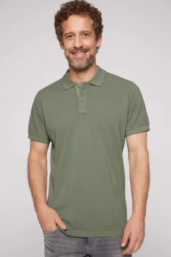Herren CAMP DAVID & SOCCX Basic Pikee-Polo mit Trikotkragen green olive