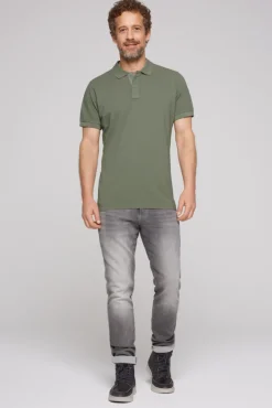 Herren CAMP DAVID & SOCCX Basic Pikee-Polo mit Trikotkragen green olive