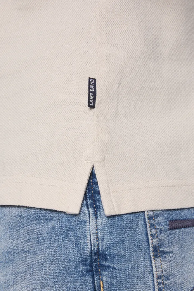 Herren CAMP DAVID & SOCCX Basic Pikee-Polo mit Trikotkragen light cappuccino