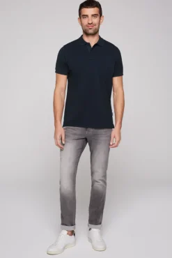 Herren CAMP DAVID & SOCCX Basic Pikee-Polo mit Trikotkragen blue navy