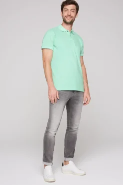 Herren CAMP DAVID & SOCCX Basic Pikee-Polo mit Trikotkragen sun aqua