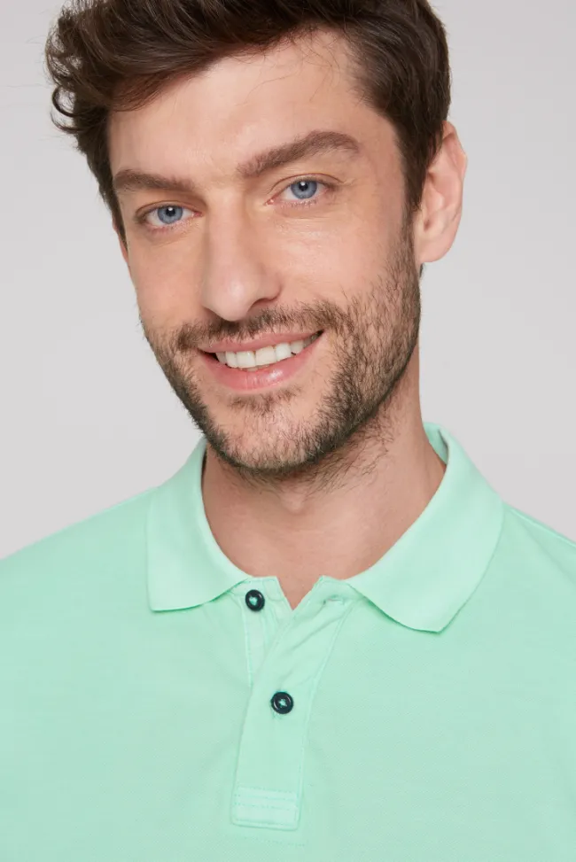 Herren CAMP DAVID & SOCCX Basic Pikee-Polo mit Trikotkragen sun aqua