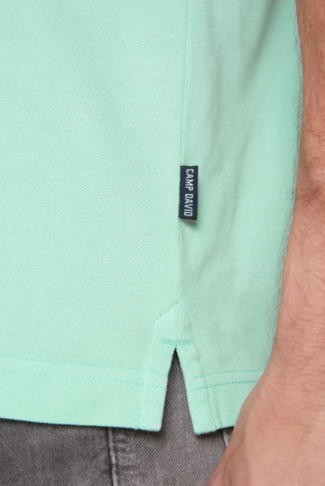 Herren CAMP DAVID & SOCCX Basic Pikee-Polo mit Trikotkragen sun aqua