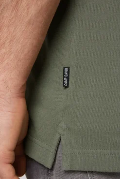Herren CAMP DAVID & SOCCX Basic Pikee-Polo mit Trikotkragen green olive