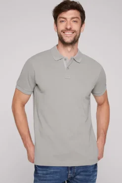 Herren CAMP DAVID & SOCCX Basic Pikee-Polo mit Trikotkragen polo grey