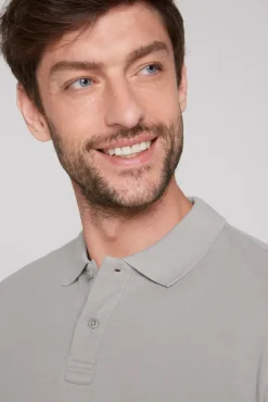 Herren CAMP DAVID & SOCCX Basic Pikee-Polo mit Trikotkragen polo grey