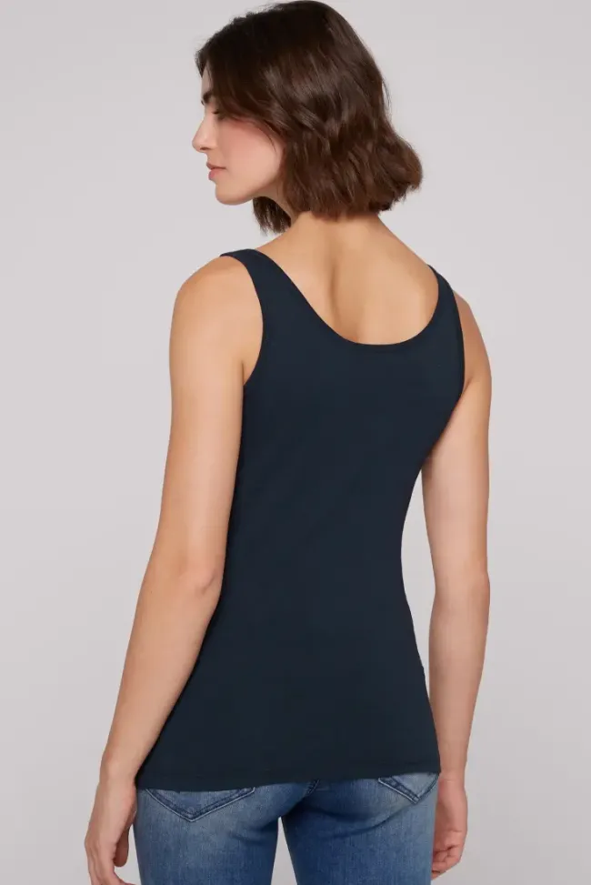 Damen CAMP DAVID & SOCCX Basic Top mit Mini Logo Print blue navy