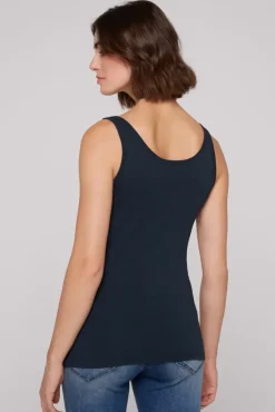 Damen CAMP DAVID & SOCCX Basic Top mit Mini Logo Print blue navy